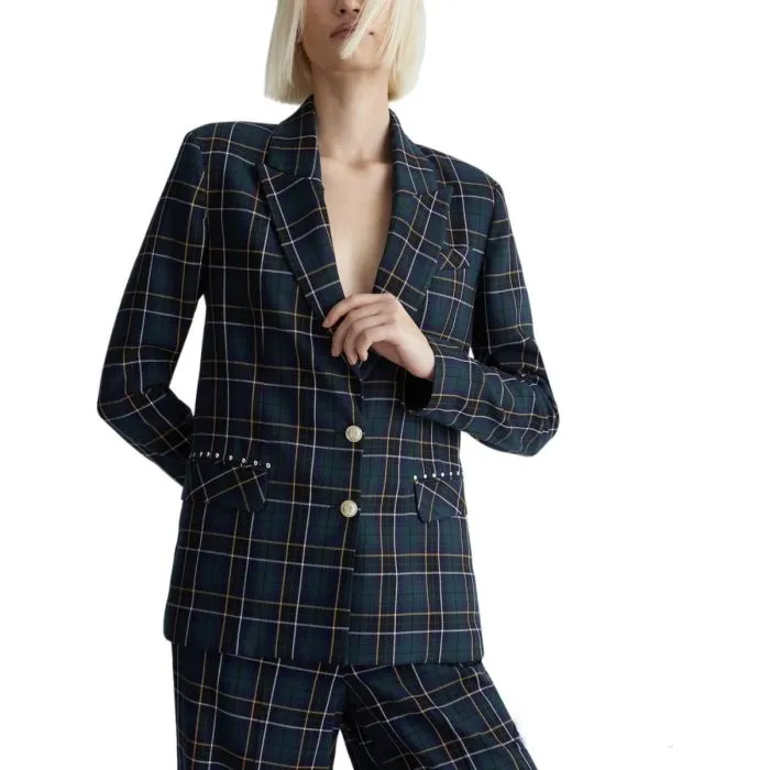 Liu Jo Blazer Check Con Borchie Verde/blu